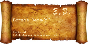Borsos Dezső névjegykártya